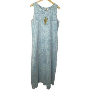 Vintage Produce Studio maxi dress Art to wear blue stone wash size Large USA